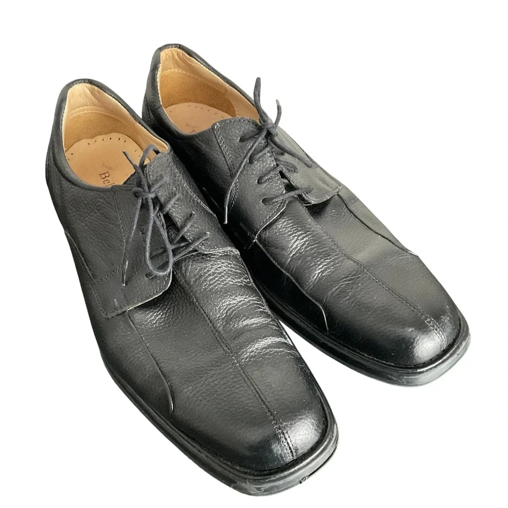 Belvedere Studio Bay Bridge Mens Black Leather Bicycle Toe Dress Shoes 13D